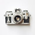 Antique Old Camera On White Surface: A Simplistic Photo Royalty Free Stock Photo