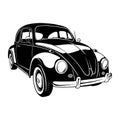 Old Classic Car, Muscle car, Vintage car, Stencil, Silhouette, Vector Clip Art for tshirt and emblem