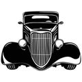 Old Classic Car, 1930 Vintage car, Stencil, Silhouette, Vector Clip Art for tshirt and emblem