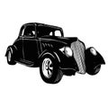 Old Classic Car, 1930 Vintage car, Stencil, Silhouette, Vector Clip Art for tshirt and emblem