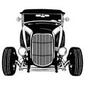 Old Classic Car, 1930 Vintage car, Stencil, Silhouette, Vector Clip Art for tshirt and emblem