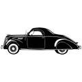 Old Classic Car, 1930 Vintage car, Stencil, Silhouette, Vector Clip Art for tshirt and emblem