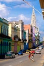 Old classic cars and colorful buildings in Havana Royalty Free Stock Photo