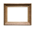 Old classic golden wooden picture frame isolated Royalty Free Stock Photo