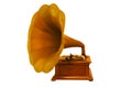 Old classic gramophone,music box isolated white background Royalty Free Stock Photo