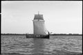 Old classic historic wooden sailship in Roskilde, Denmark in 1991