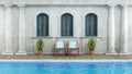 Old classic house with swimming pool Royalty Free Stock Photo