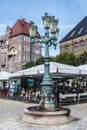 Old classic lamppost in Stortorget square in Lund, Scania, Sweden