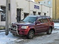 Old classic veteran black offroad big 4wd car Toyota Sequoia V8 parked