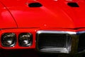 Old classic red car inlet details Royalty Free Stock Photo