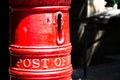 Old Classic red mail post box in close up. Royalty Free Stock Photo