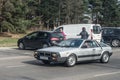 Old classic classic silver grey veteran vintage car Lancia Beta Montecarlo Spider by Pininfarina driving