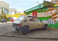 Old small classic famous French car Peugeot 205 GTI parked Royalty Free Stock Photo