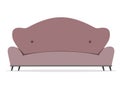 Old classic sofa in Color ashen rose. Flat design illustration