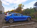 Old classic sports car Mazda RX-8 with rotary engine parked