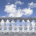 Old classic stone italian balustrade and cloudy sky