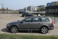 Old classic Swedish veteran big executive hatchback wagon car silver grey Volvo XC70 4WD parked