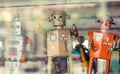 Old classic tin toy robots Royalty Free Stock Photo