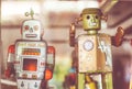 Old classic tin toy robots Royalty Free Stock Photo