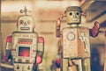 Old classic tin toy robots Royalty Free Stock Photo