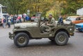 Old classic US Army military car Willys jeep at a car show