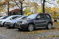 Old classic veteran black 4wd car Suzuki Vitara two doors with chromed bumper parked