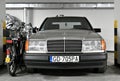 Old classic veteran German grey sedan car Mercedes Benz parked