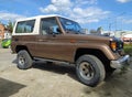Old classic veteran 4WD offroad car Toyota Landcruiser Turbo LX J70 parked