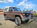 Old classic veteran 4WD offroad car Toyota Landcruiser Turbo LX J70 parked