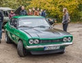 Old classic vintage car green Ford Capri coupe Royalty Free Stock Photo