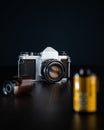 Old Classic Vintage  Camera with old films framing the shot Royalty Free Stock Photo