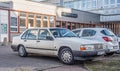 Old classic white Volvo GLS 940 right side front view