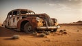 Old Classic Wreck: Rusty Retro Vintage Car Abandoned.