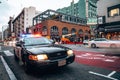 Old classical American police car in San Francisco at duty.