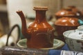 Old clay jug in antique shop in China