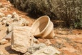 Old pot in archaeological park of Shiloh, Israel