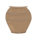 Old clay pot. Antique terracotta pottery, design element for home or patio decor. Vector illustration isolated on white Royalty Free Stock Photo