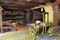 Old clay pots on display in potters building,Old Sturbridge Village,September,2014