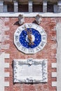 Old clock on the Arsenal building in Venice. Date of construction 1473-1570