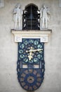 Old clock on bell tower in Korneuburg