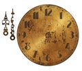 Old Clock Bronze Grunge Wall Rustic with Hand Art Deco