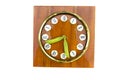 Old clock dial with fresh pea pods arrows Royalty Free Stock Photo