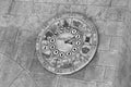 Old clock face shows time signs zodiac on western wall city Jerusalem