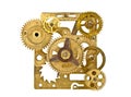 Old clock mechanism with gears isolated on white background Royalty Free Stock Photo