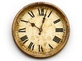 An old clock with roman numerals on a white background Royalty Free Stock Photo