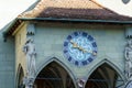 Old clock and coat of arms on Rathaus, Bern, Switzerland