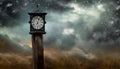 old clock with storm cloud background Royalty Free Stock Photo