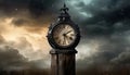 old clock with storm cloud background Royalty Free Stock Photo