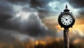 old clock with storm cloud background Royalty Free Stock Photo