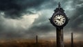 old clock with storm cloud background Royalty Free Stock Photo